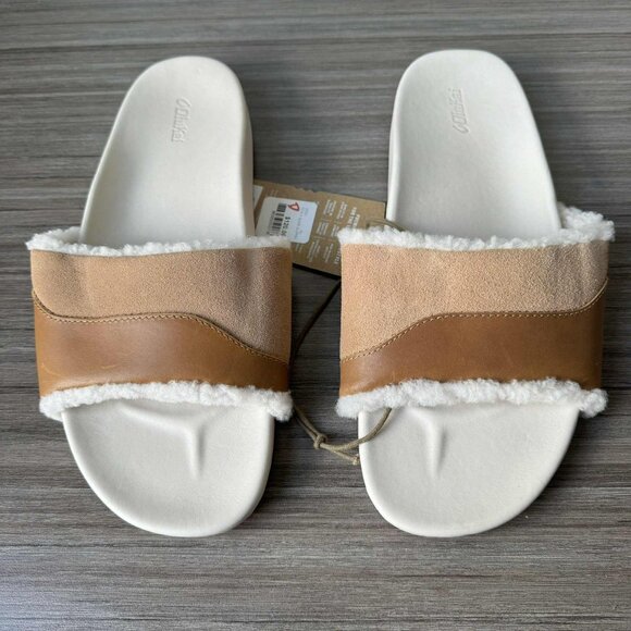 OluKai Hō‘ala Women’s Slide Sandals Size 10 $120 in Tan / Puka Hoala Shearling - Picture 12 of 12